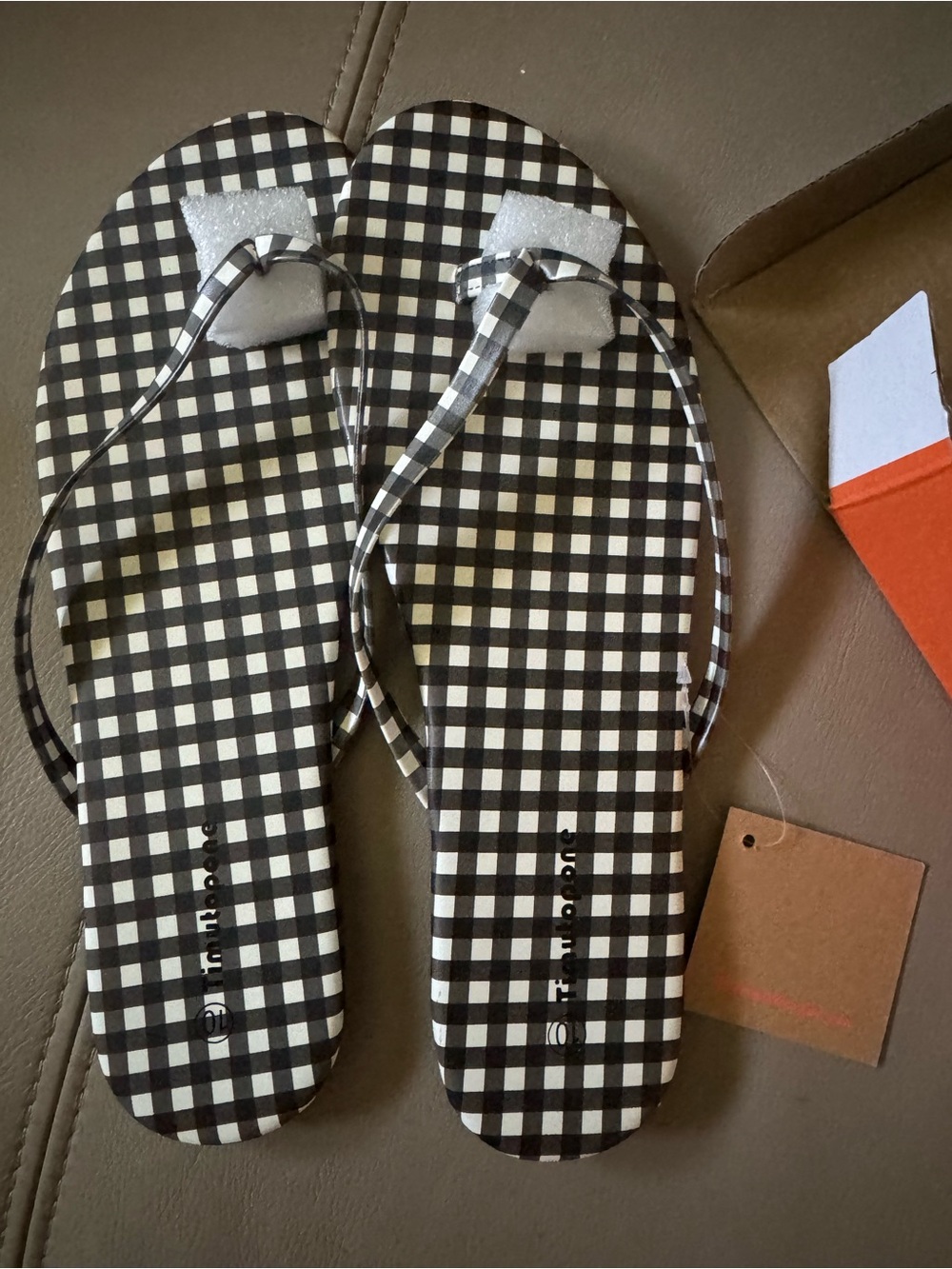 Black & White Gingham Flip Flop Sandals
